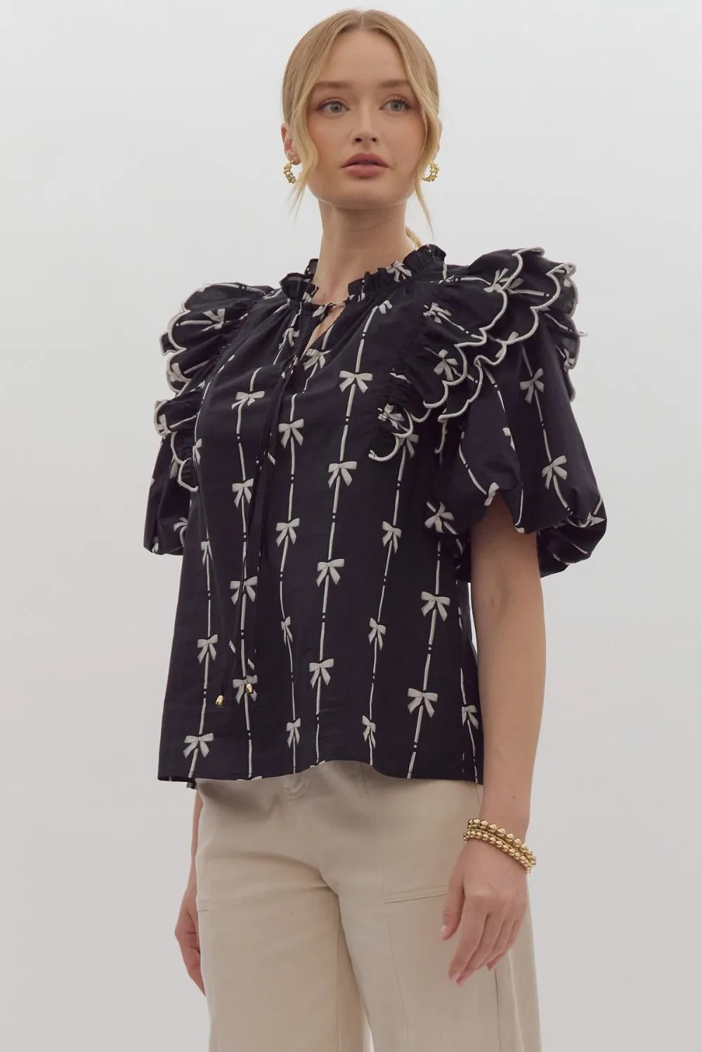 Black & White Bow Blouse