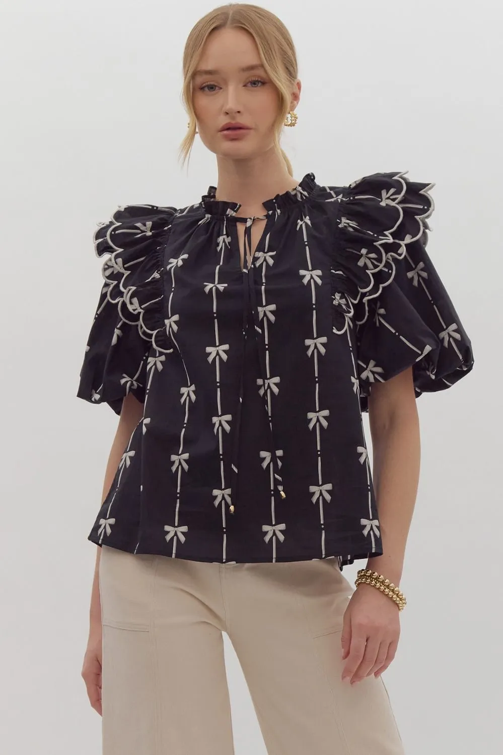 Black & White Bow Blouse