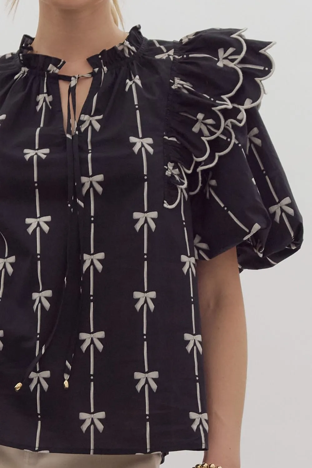 Black & White Bow Blouse