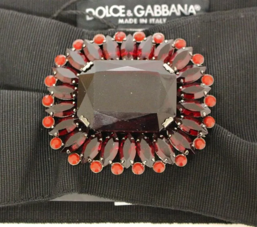 Black Crystal Brass Wide Waist Runway Belt