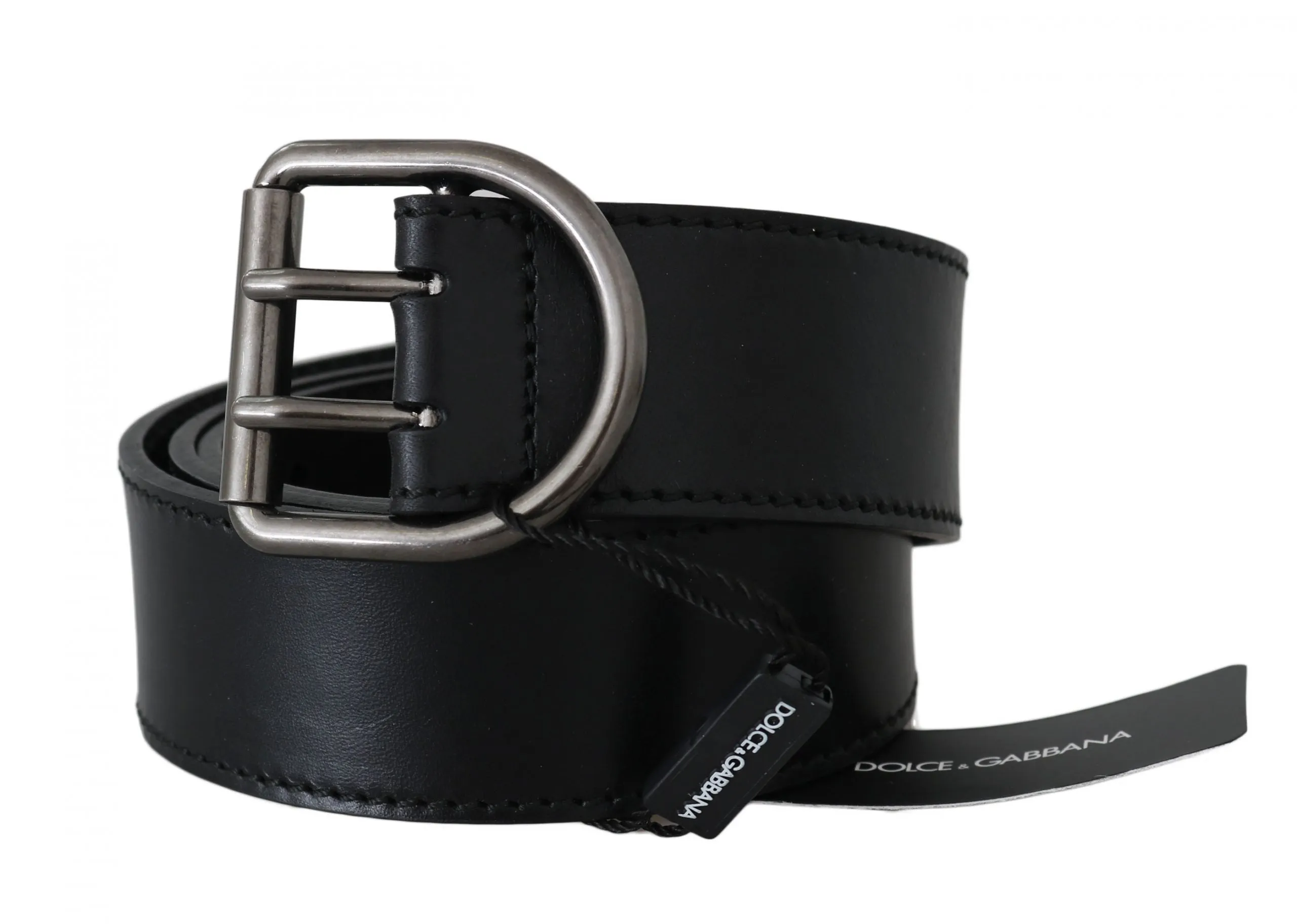 Black Leather Silver Buckle Wide mens Belt