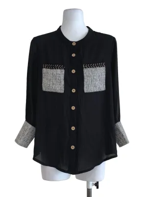 Black Plain Bust Pockets Top