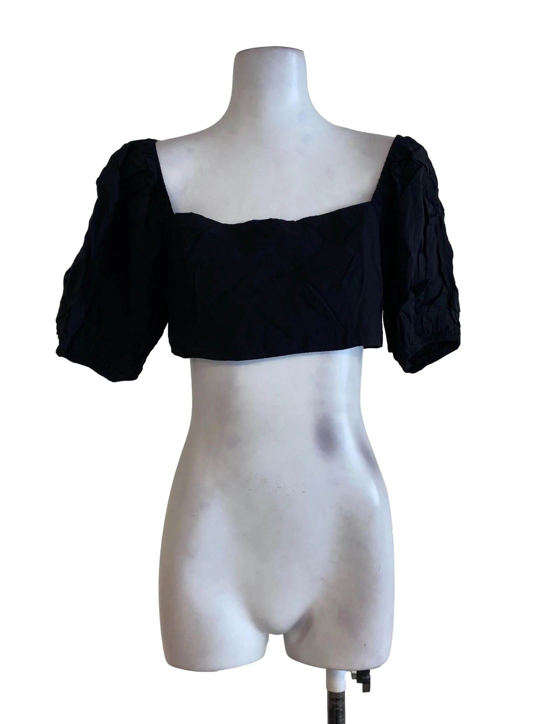 Black Puffy Sleeve Top