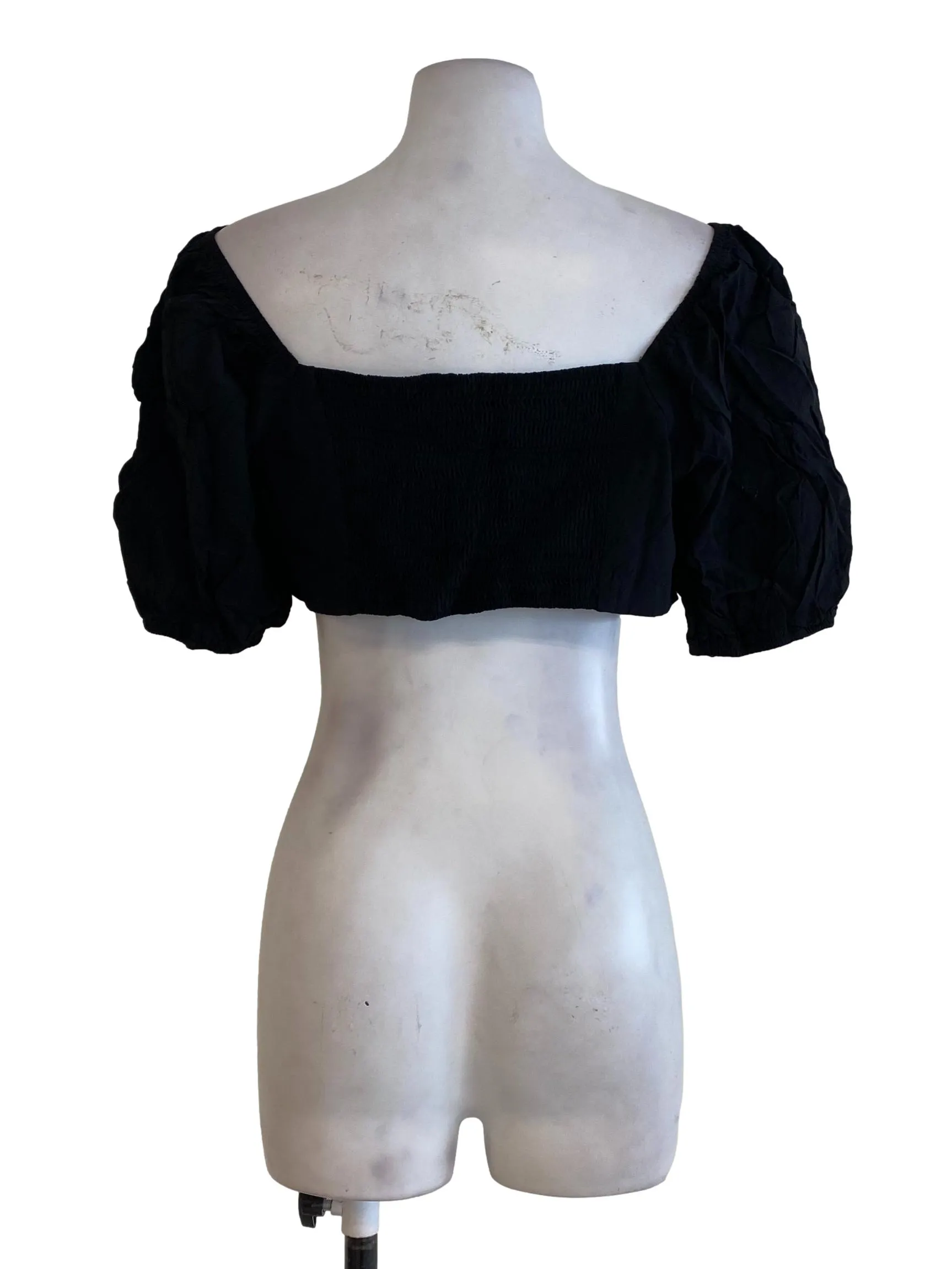 Black Puffy Sleeve Top