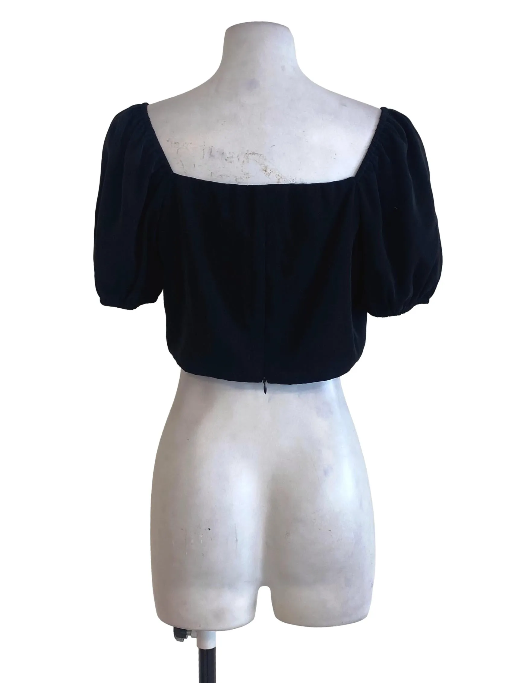 Black Puffy Sleeve Top