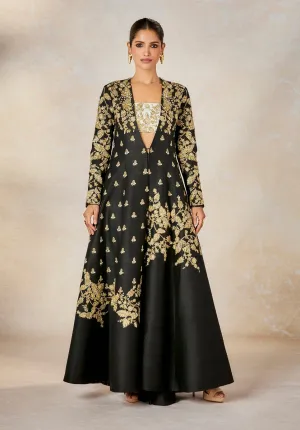 Black raat rani jacket and skirt set