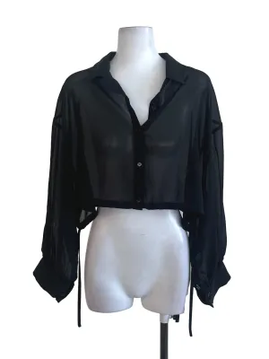 Black Sheer Collar Top