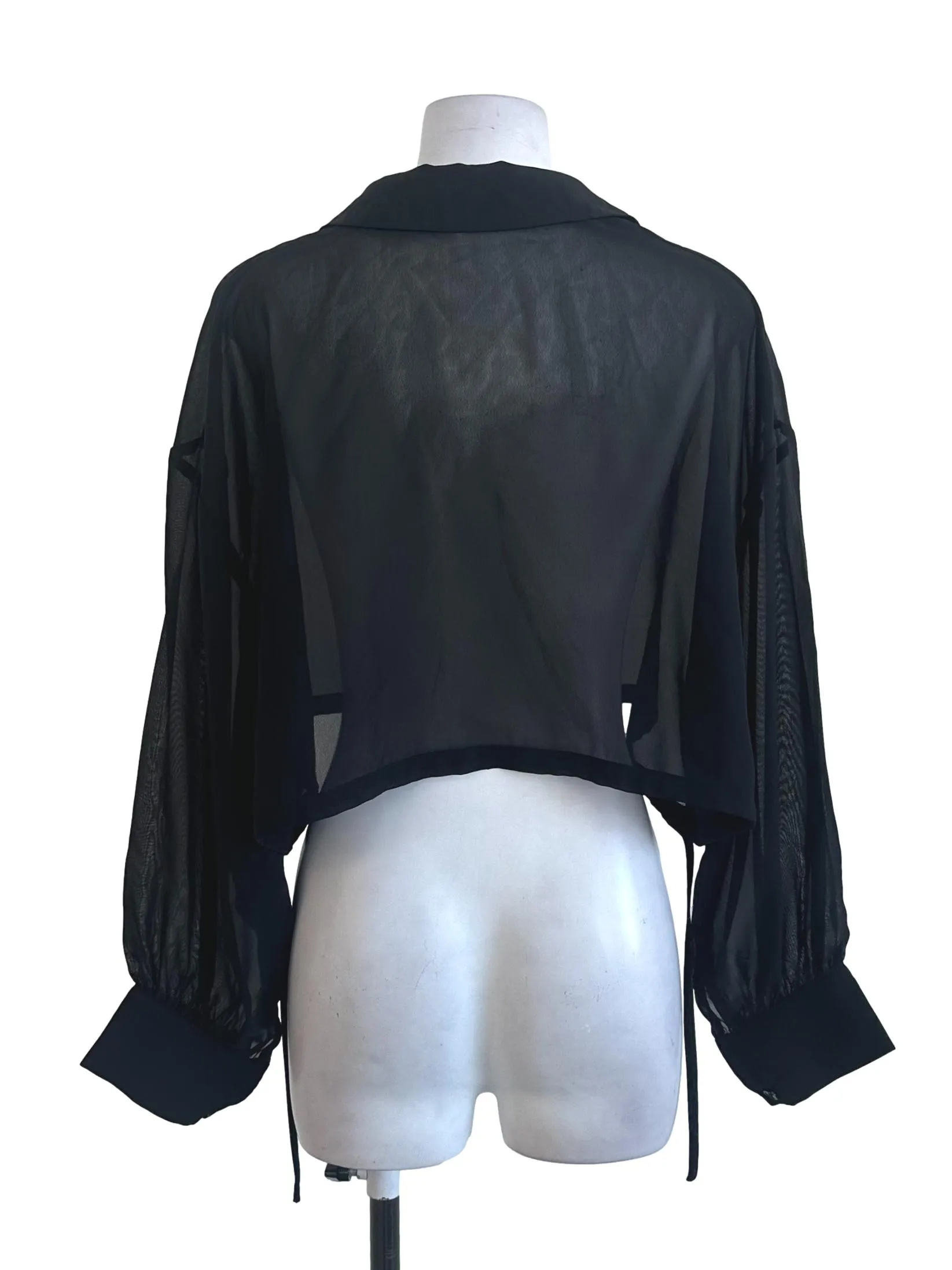 Black Sheer Collar Top