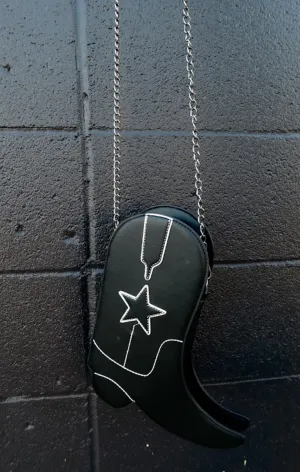 Black Western Boot Chain Purse