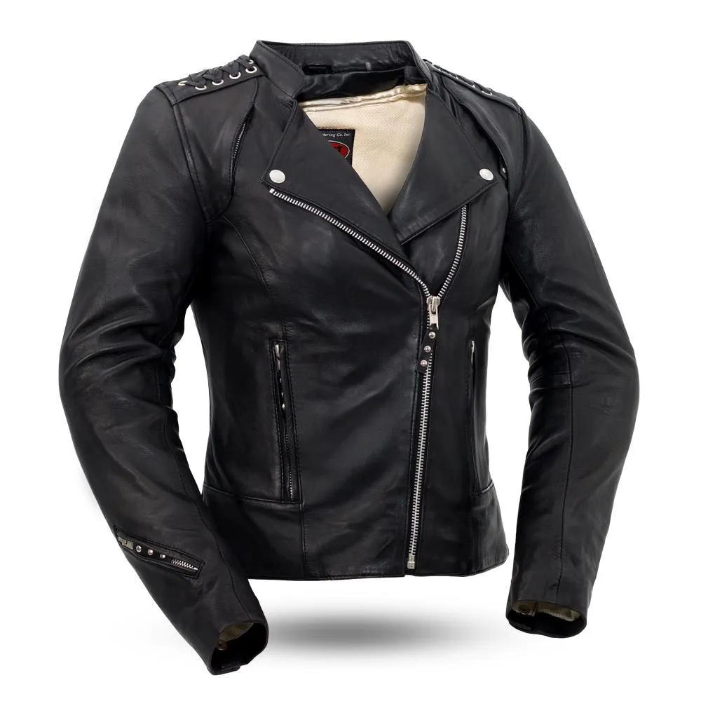 Black Widow  Ladies Motorcycle Leather Jacket