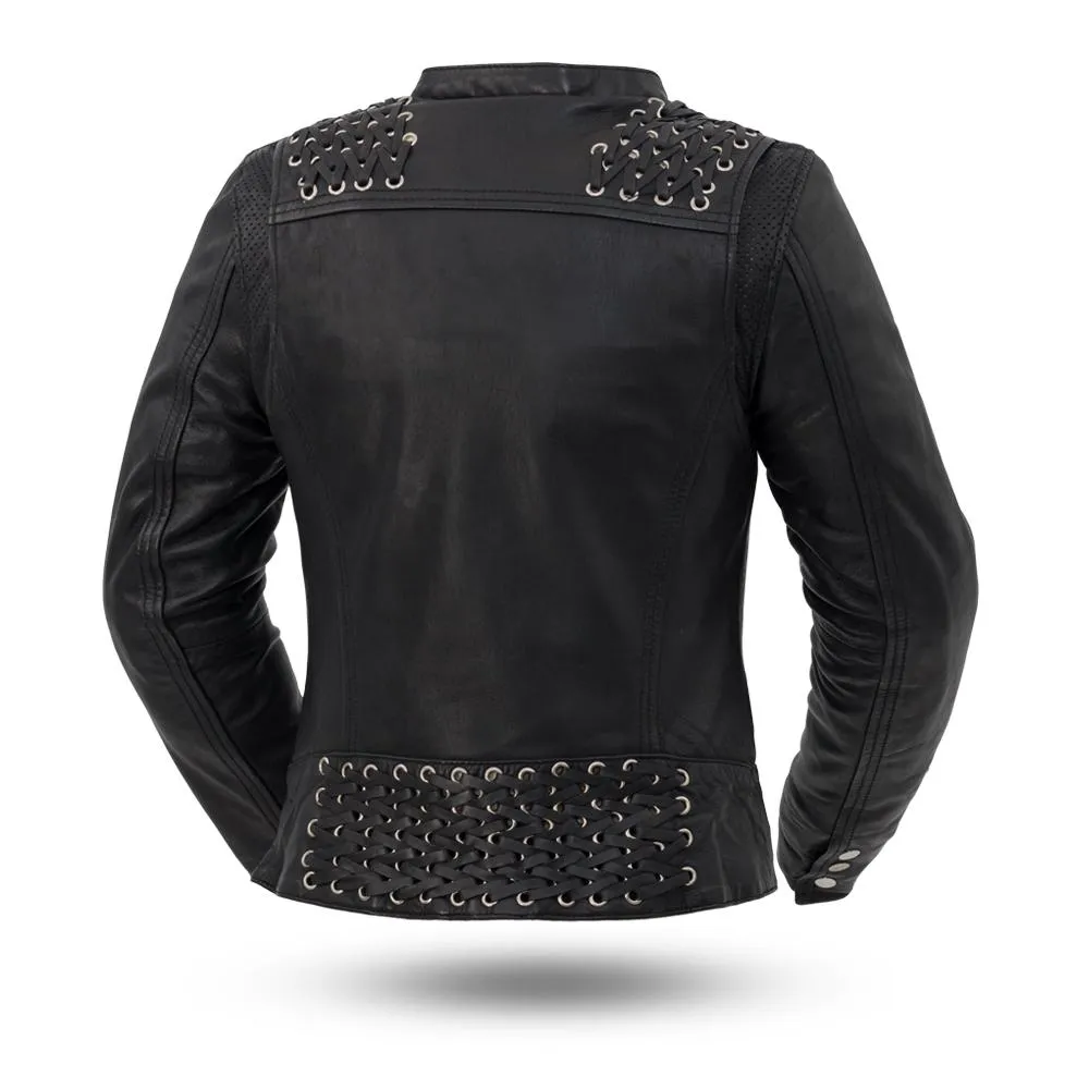 Black Widow  Ladies Motorcycle Leather Jacket