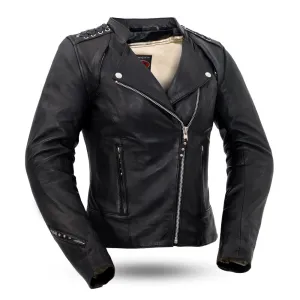 Black Widow  Ladies Motorcycle Leather Jacket