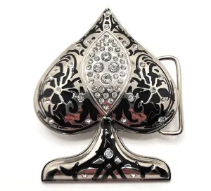 Blinged-Out Rhinestoned Spade 3D Belt Buckle