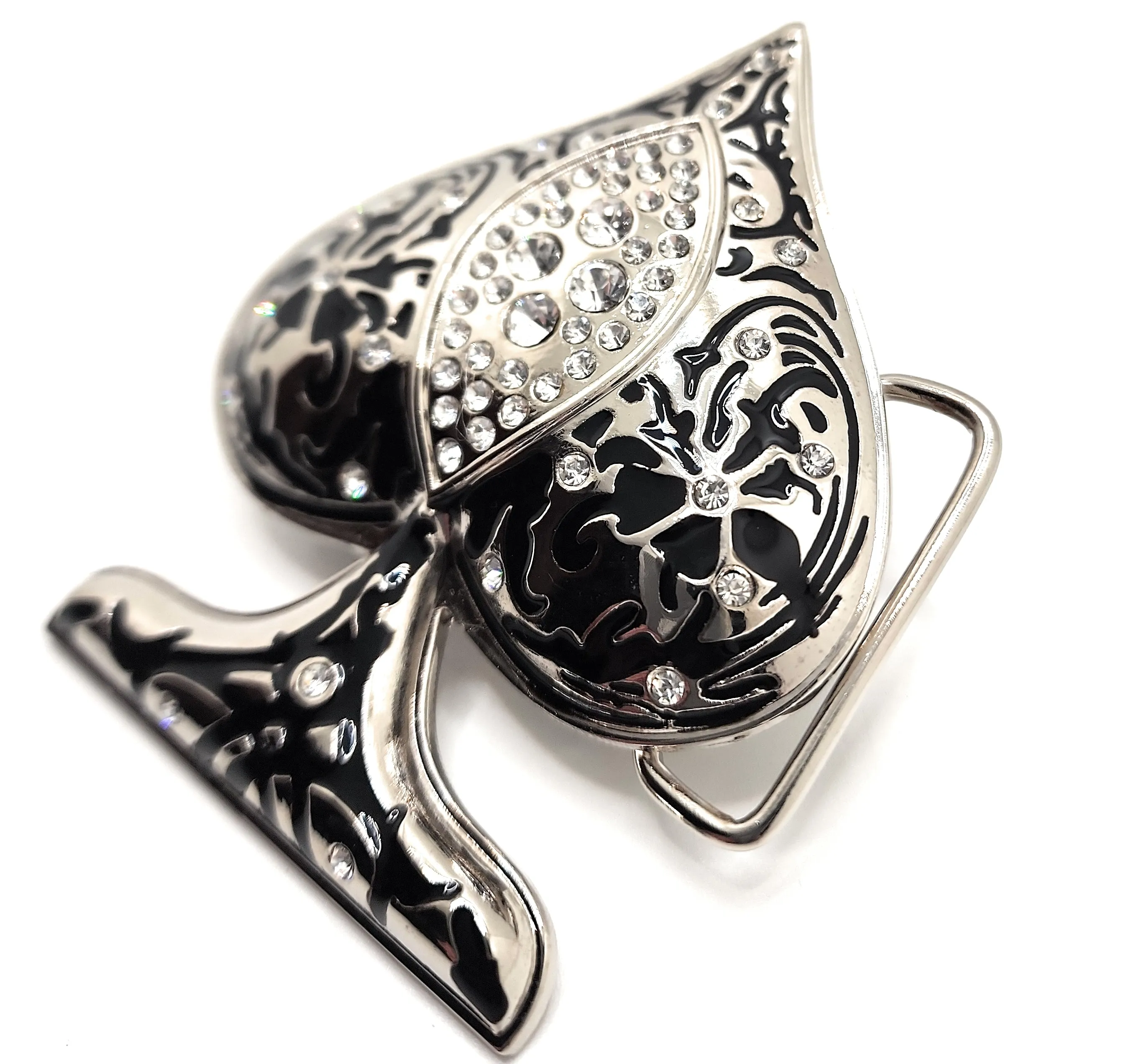 Blinged-Out Rhinestoned Spade 3D Belt Buckle