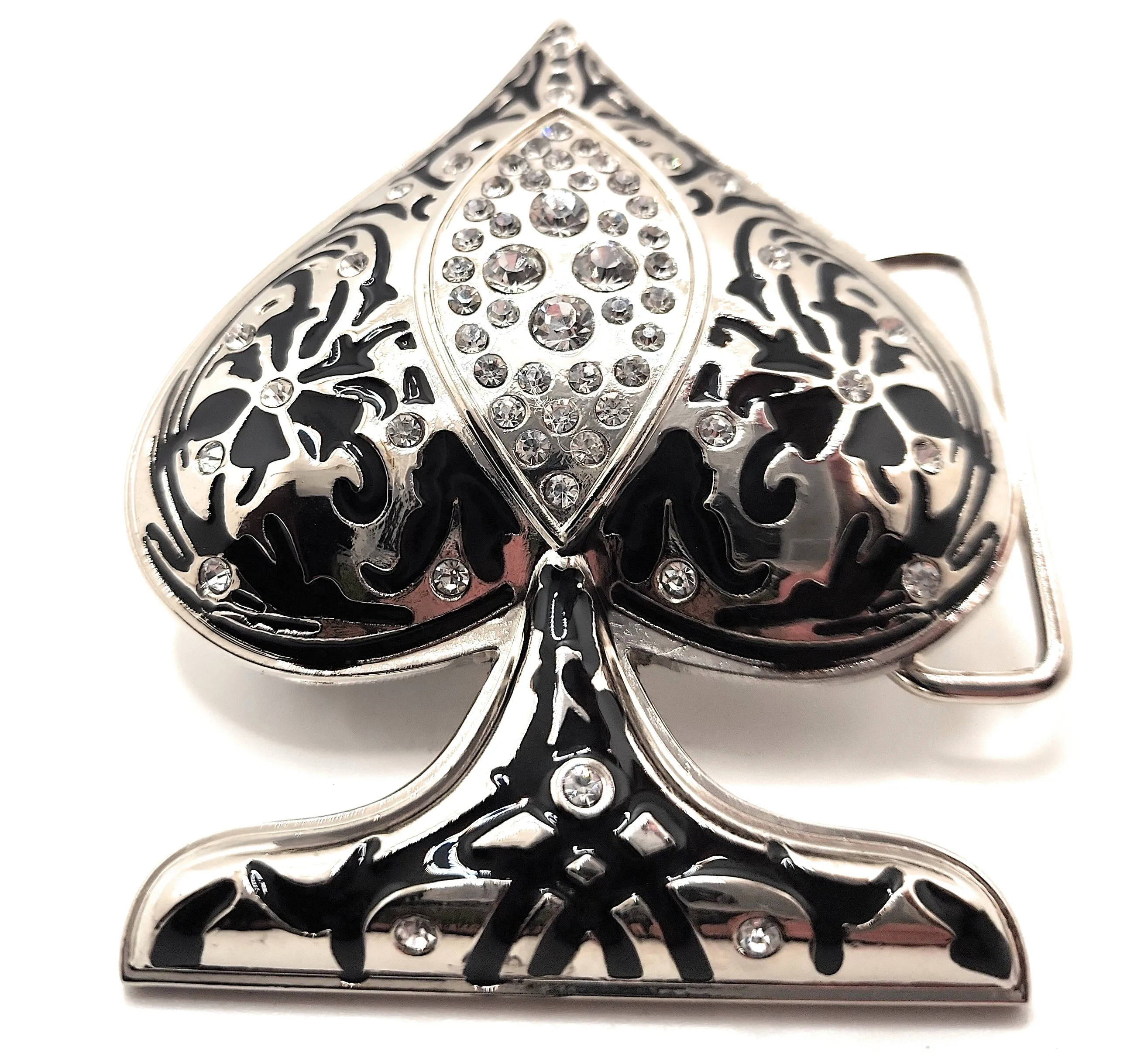 Blinged-Out Rhinestoned Spade 3D Belt Buckle