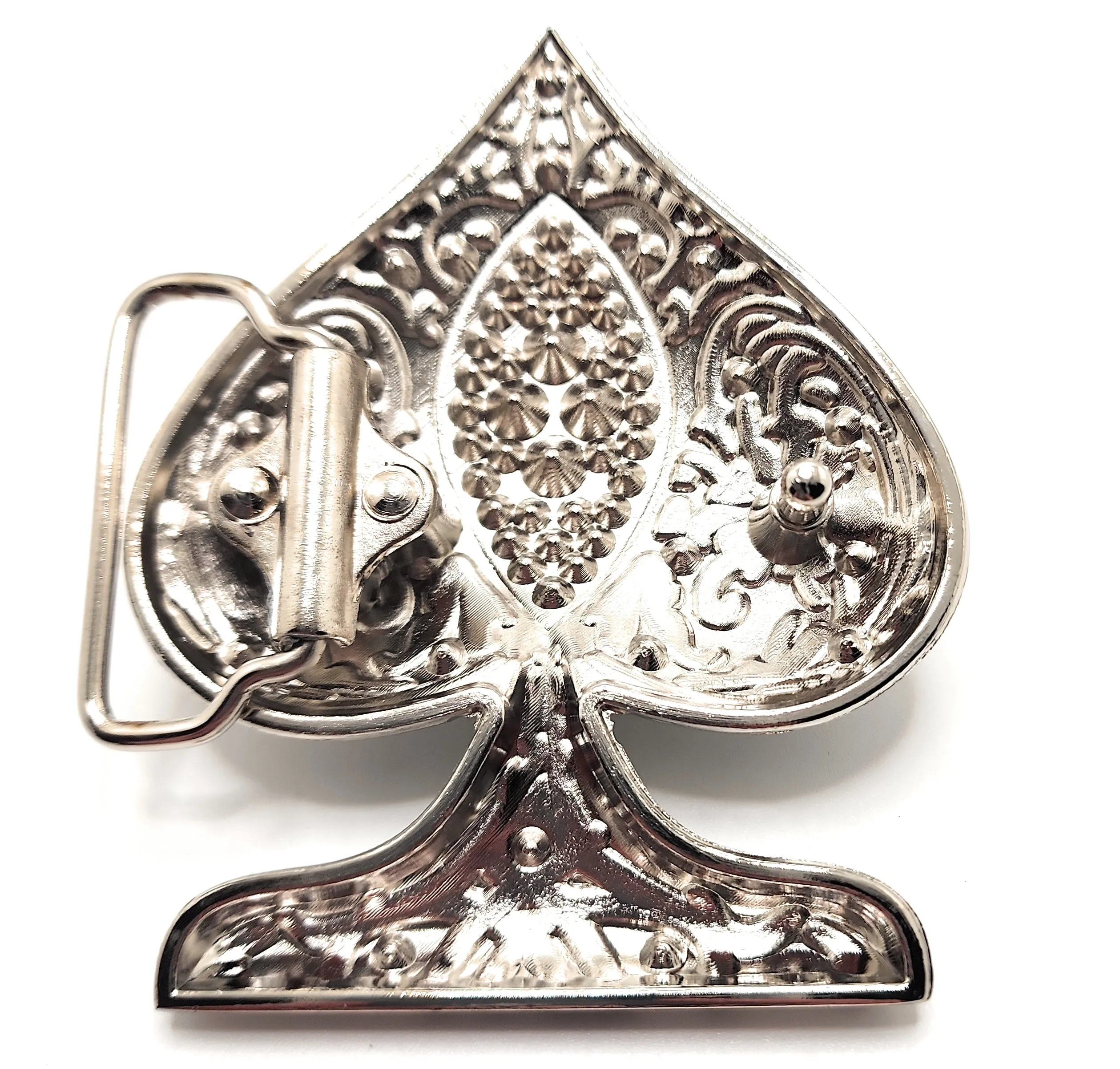 Blinged-Out Rhinestoned Spade 3D Belt Buckle