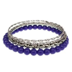 Blue Beaded Twist Stacked Bracelets