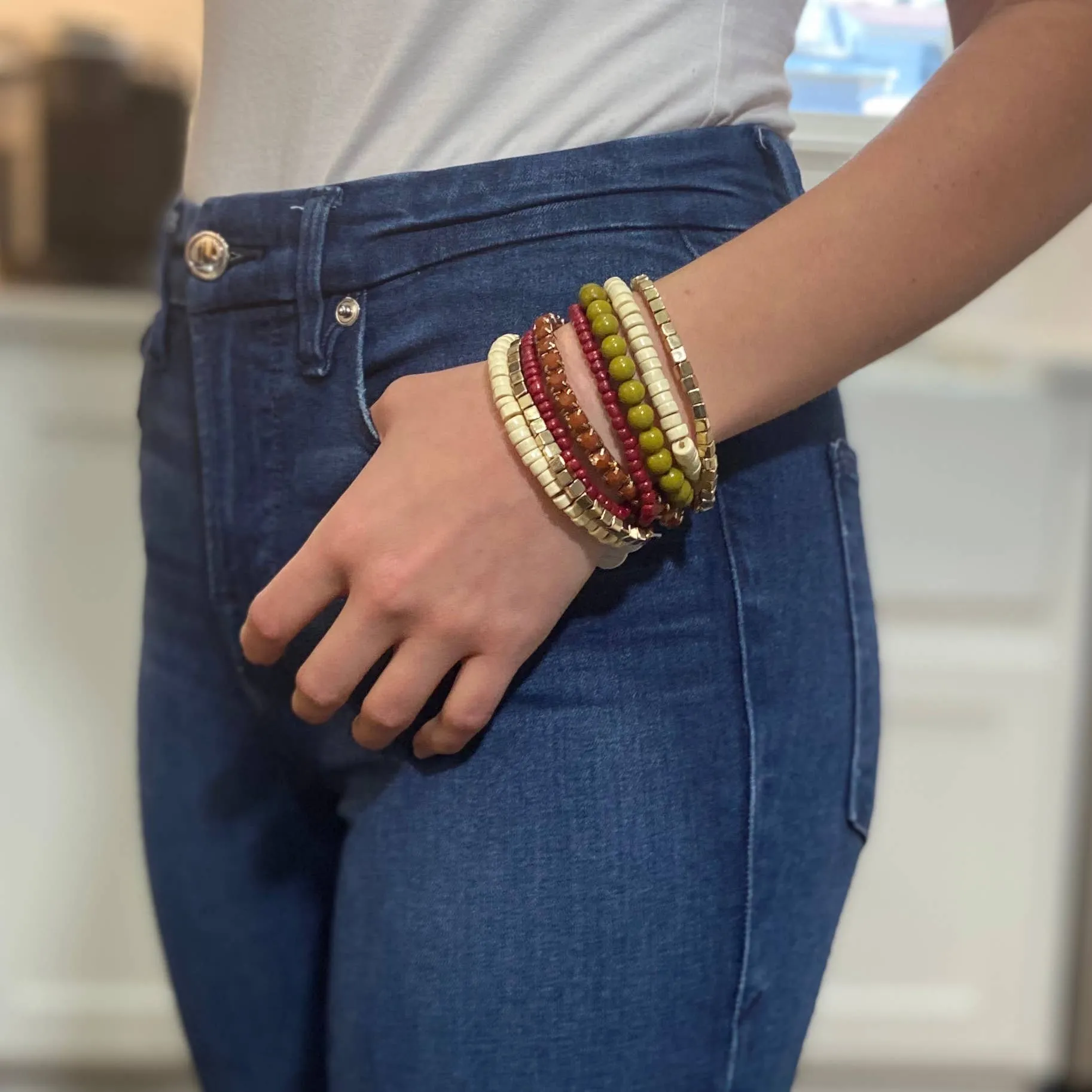 Boho Bracelet - Olive & Burgundy