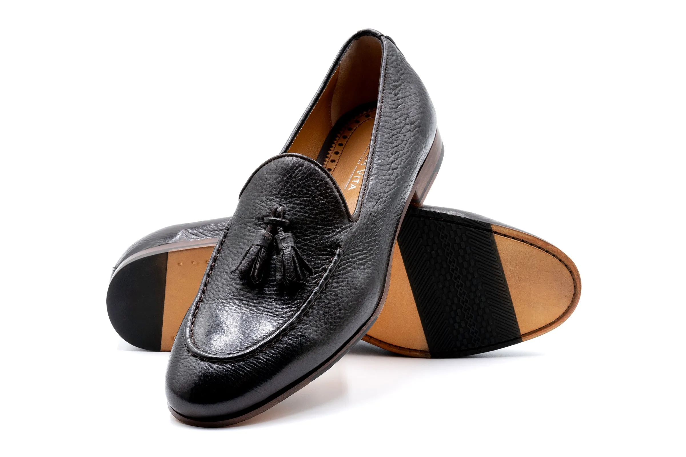 Bologna Tassel Italian Deerskin Loafers - Espresso