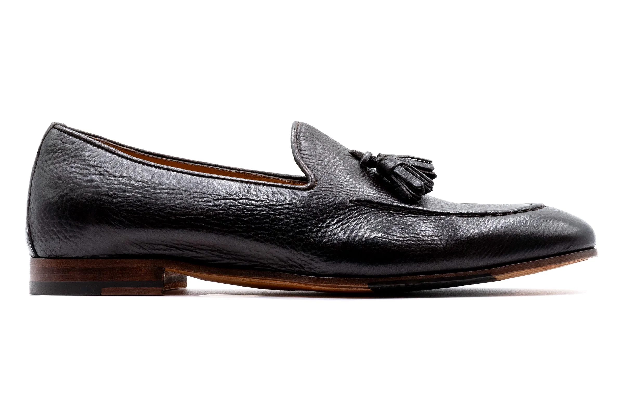 Bologna Tassel Italian Deerskin Loafers - Espresso