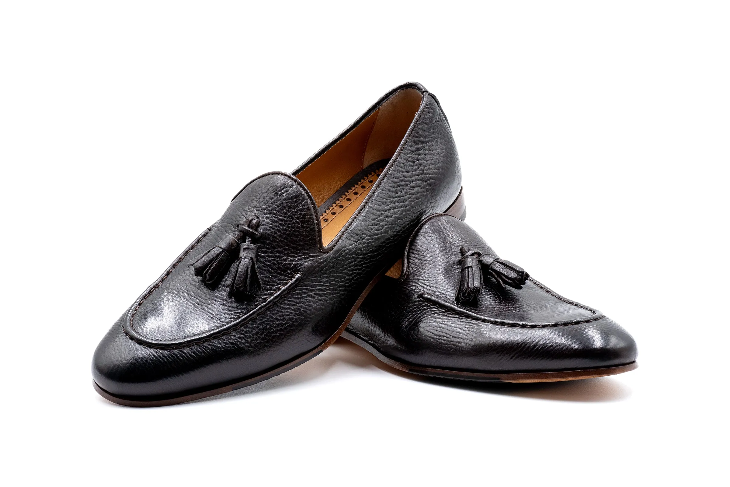 Bologna Tassel Italian Deerskin Loafers - Espresso