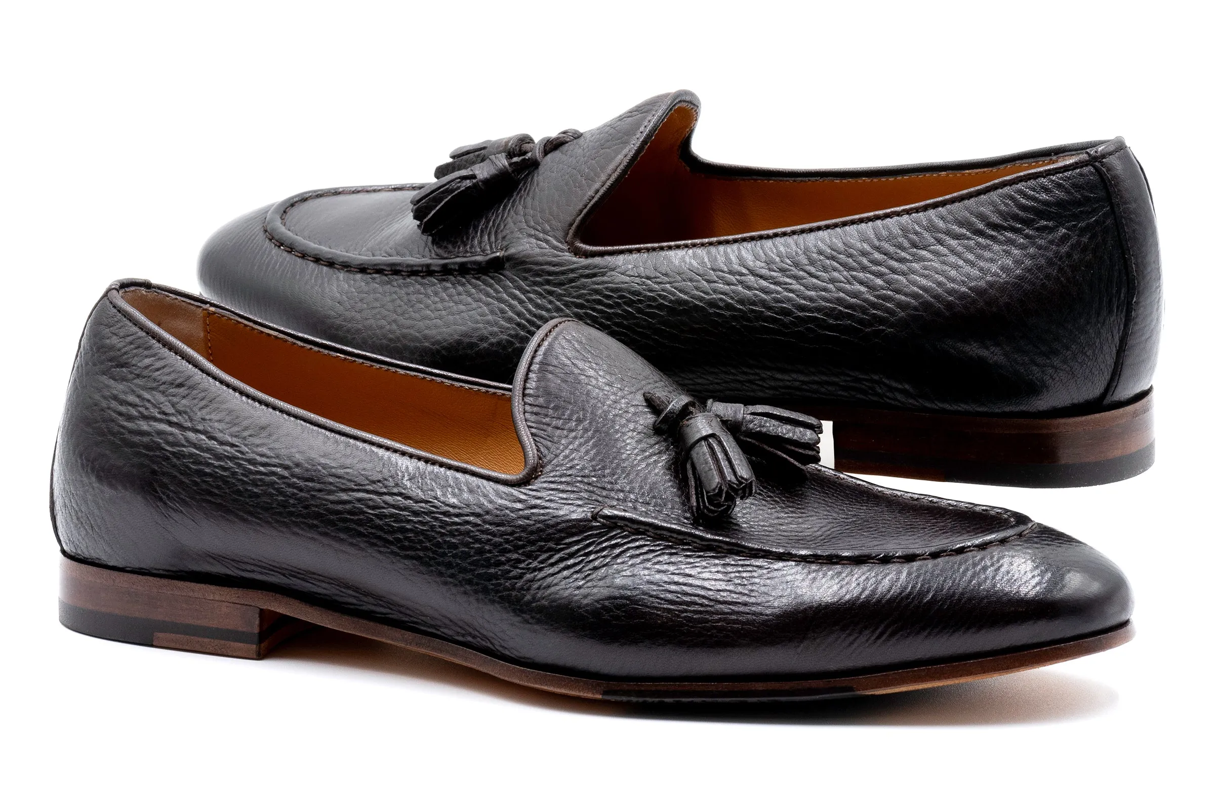 Bologna Tassel Italian Deerskin Loafers - Espresso