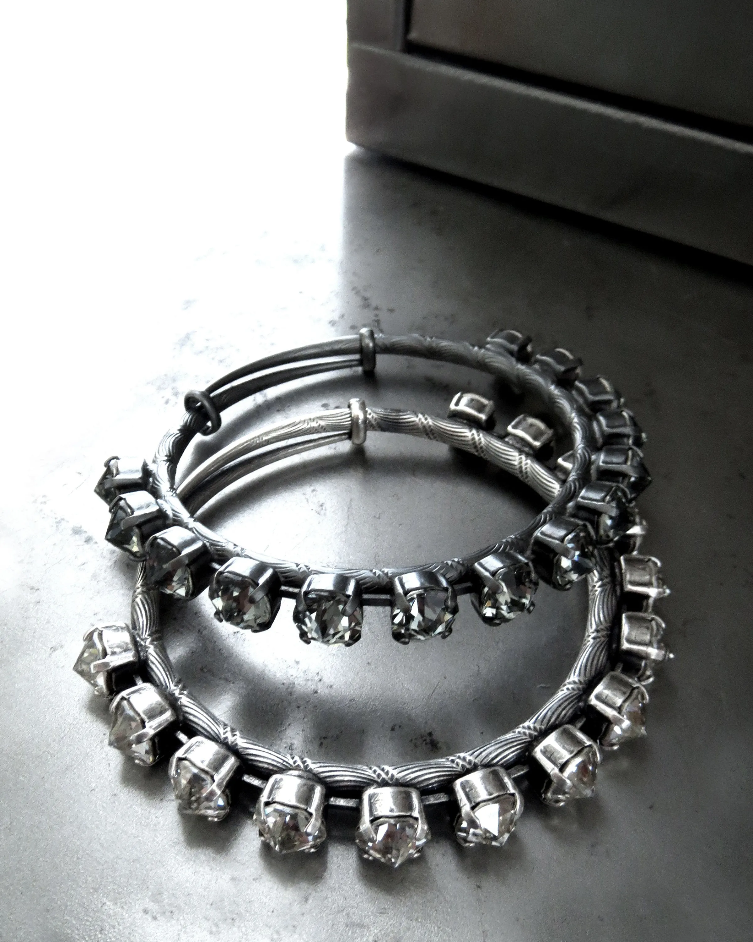 BOMBSHELL - Adjustable Crystal Bangle Bracelet - Two Colors