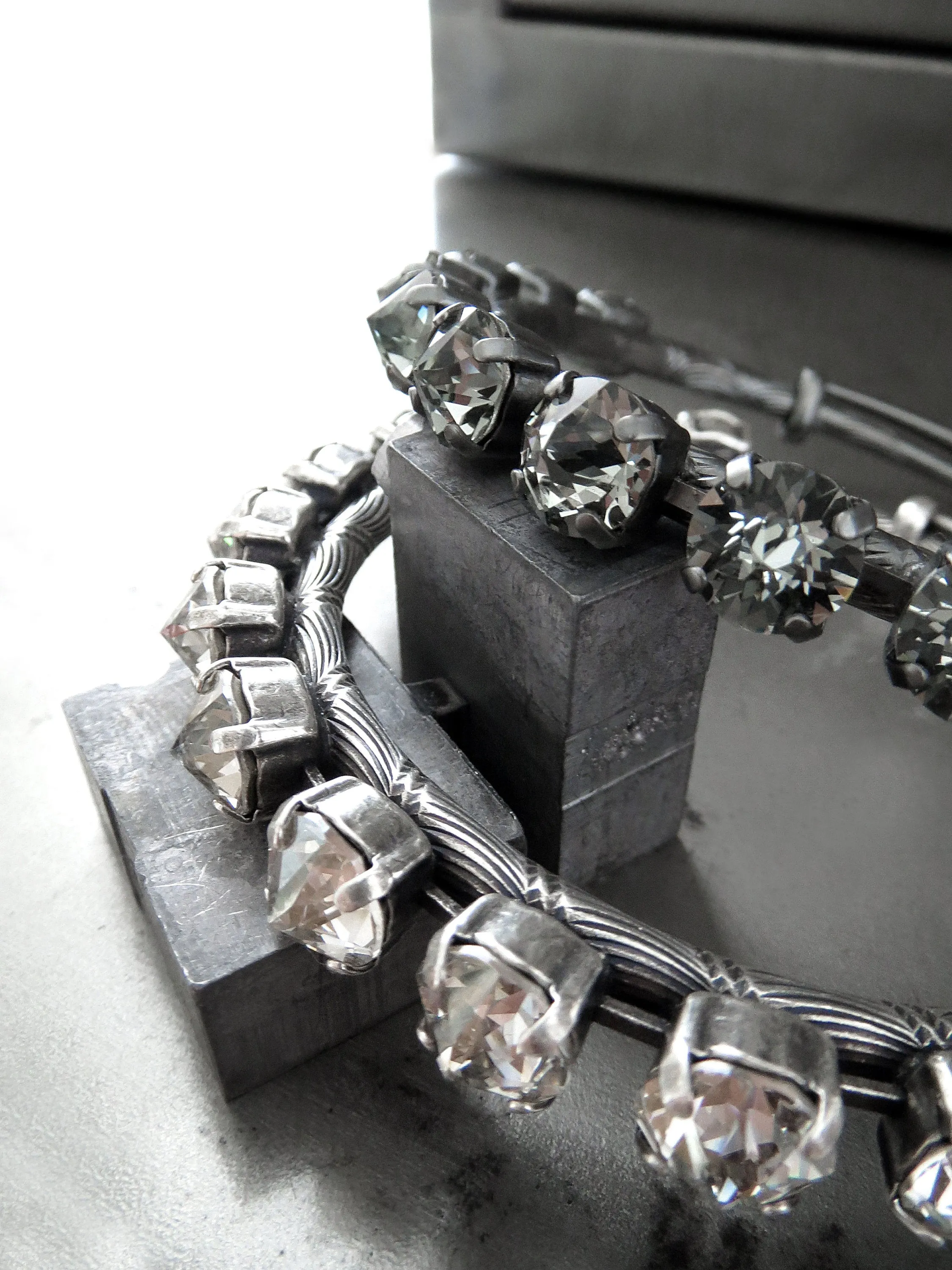 BOMBSHELL - Adjustable Crystal Bangle Bracelet - Two Colors