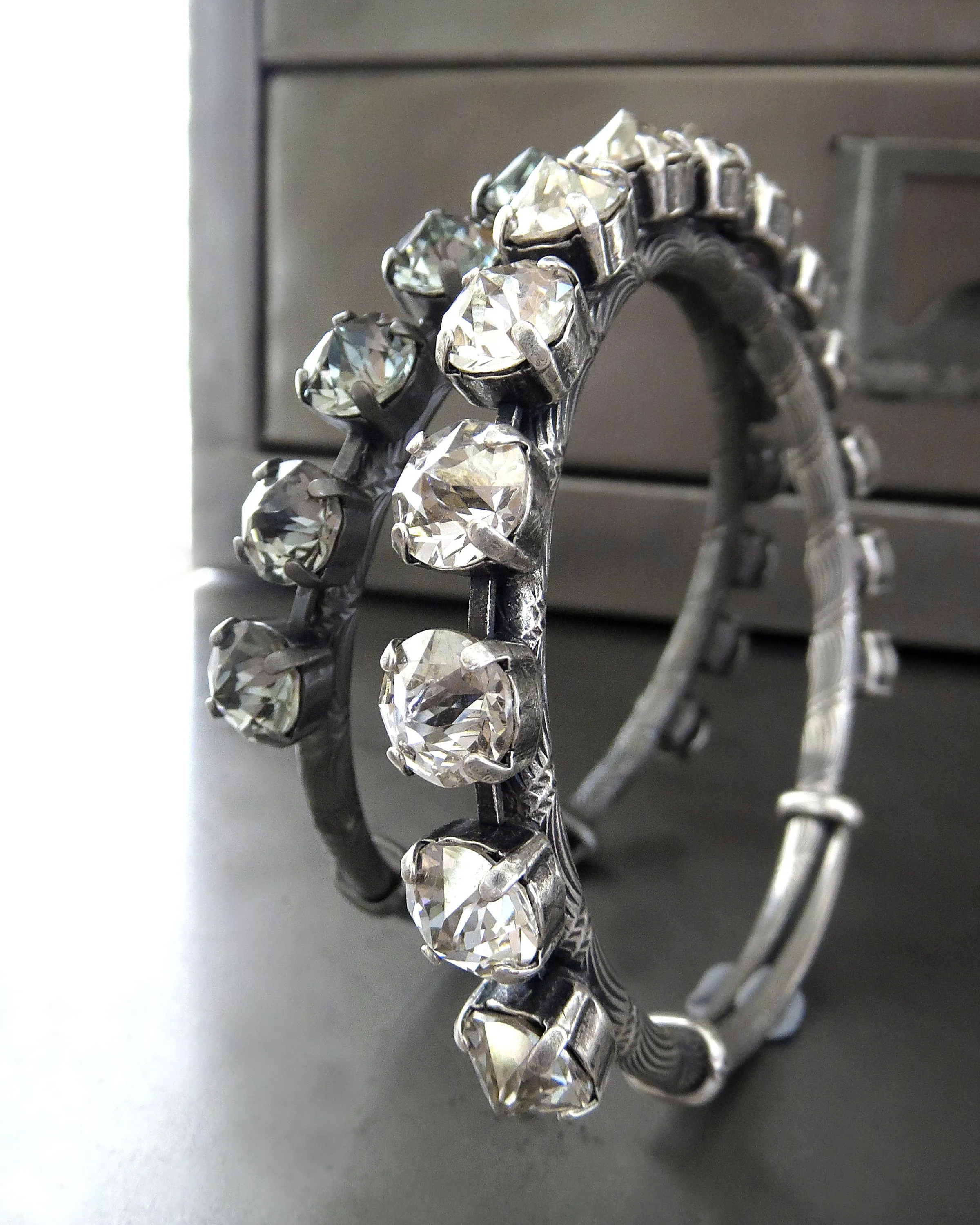 BOMBSHELL - Adjustable Crystal Bangle Bracelet - Two Colors