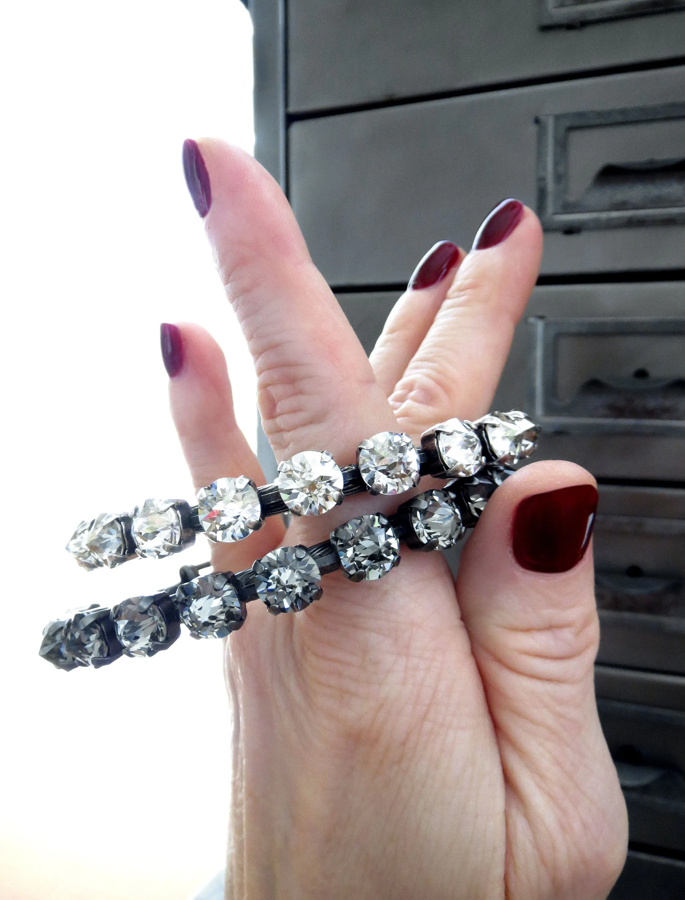 BOMBSHELL - Adjustable Crystal Bangle Bracelet - Two Colors