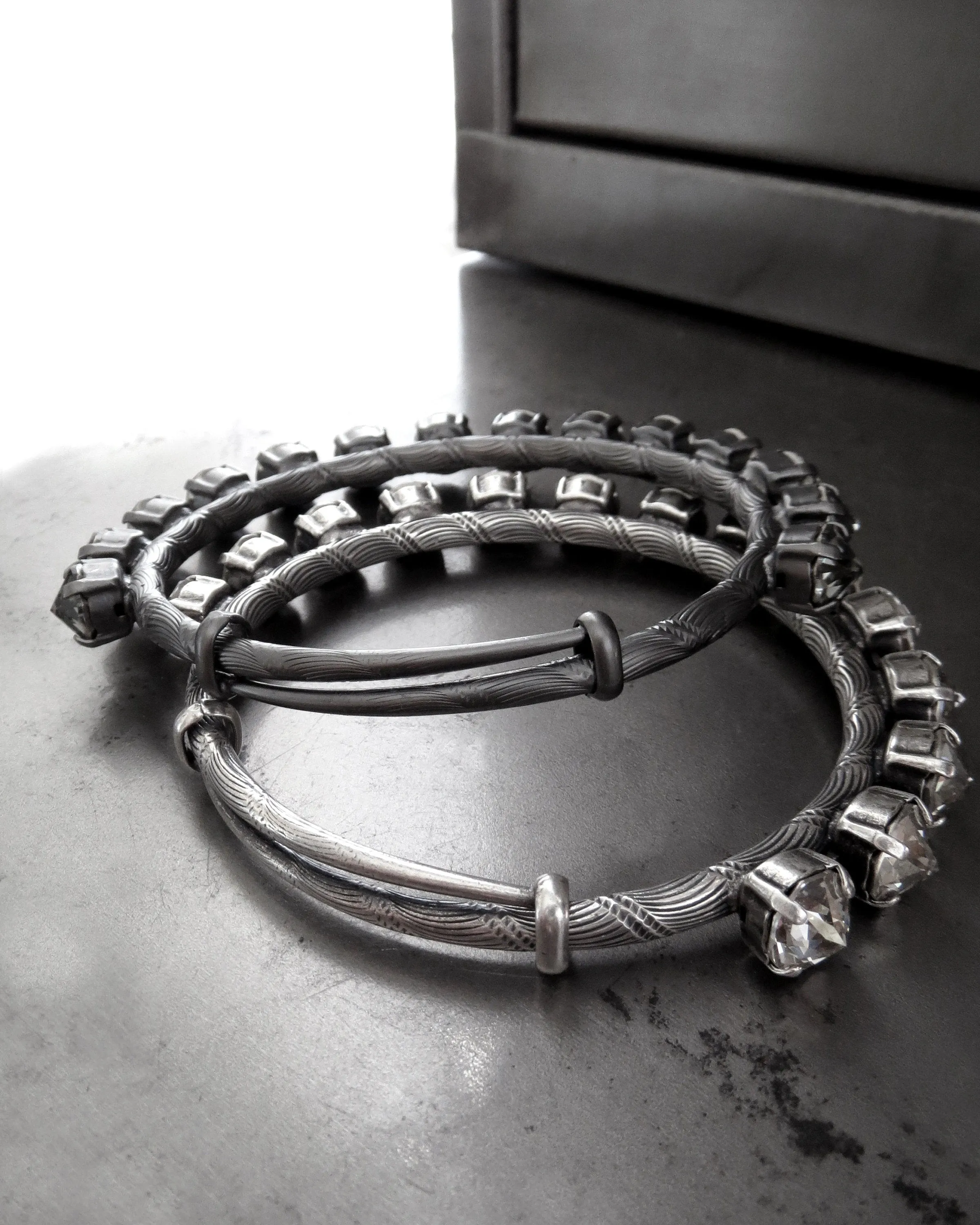 BOMBSHELL - Adjustable Crystal Bangle Bracelet - Two Colors