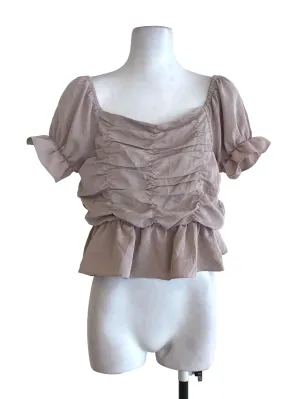 Bone Pleated Blouse
