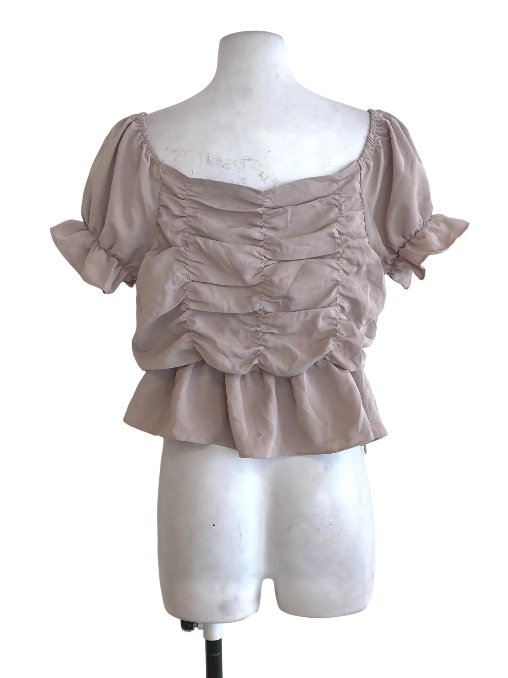 Bone Pleated Blouse