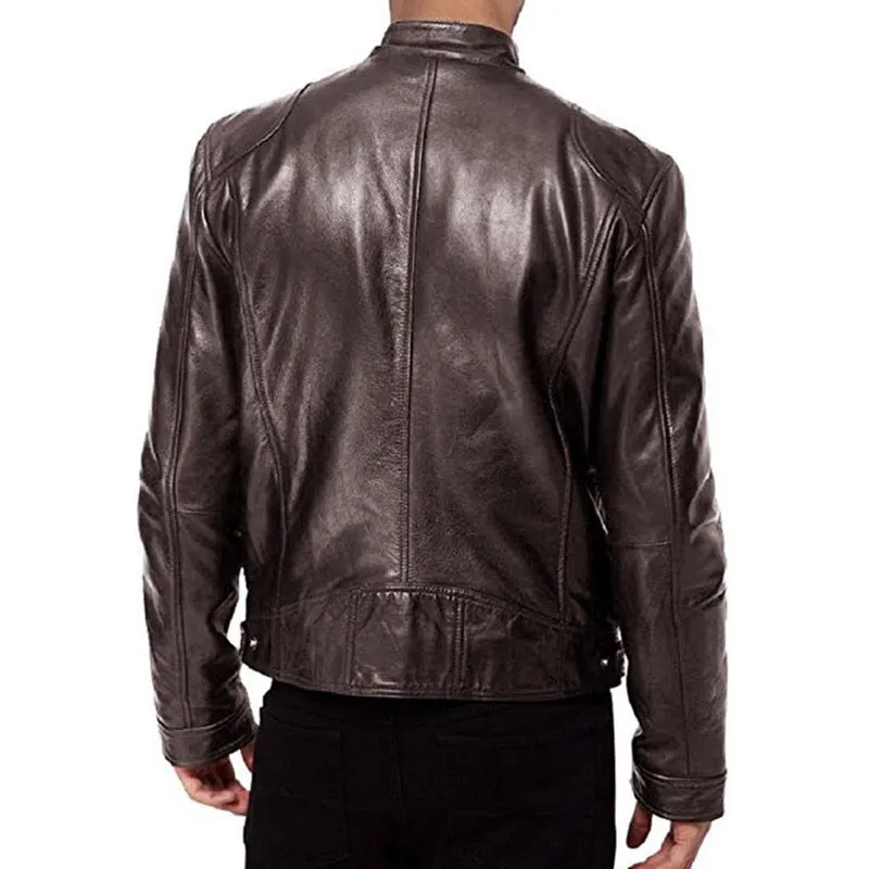 Bonsir Pu Leather Jacket Men Fashion Faux Leather Jacket Motorcycle Men's Jackets Outwear Male Pu Leather Coats