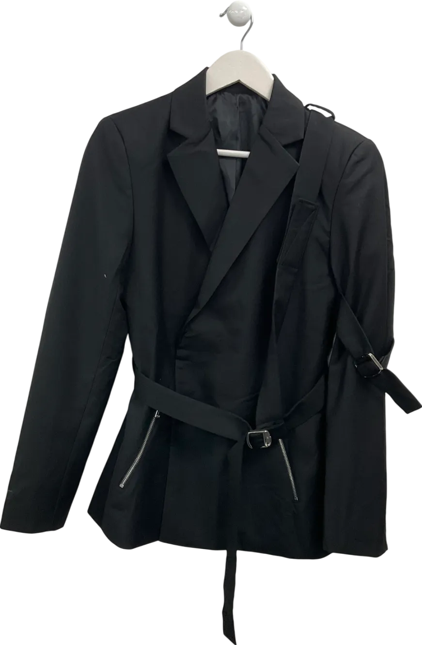 boohooMan Black Skinny Fit Suit Blazer With Strap Detail UK 36" CHEST