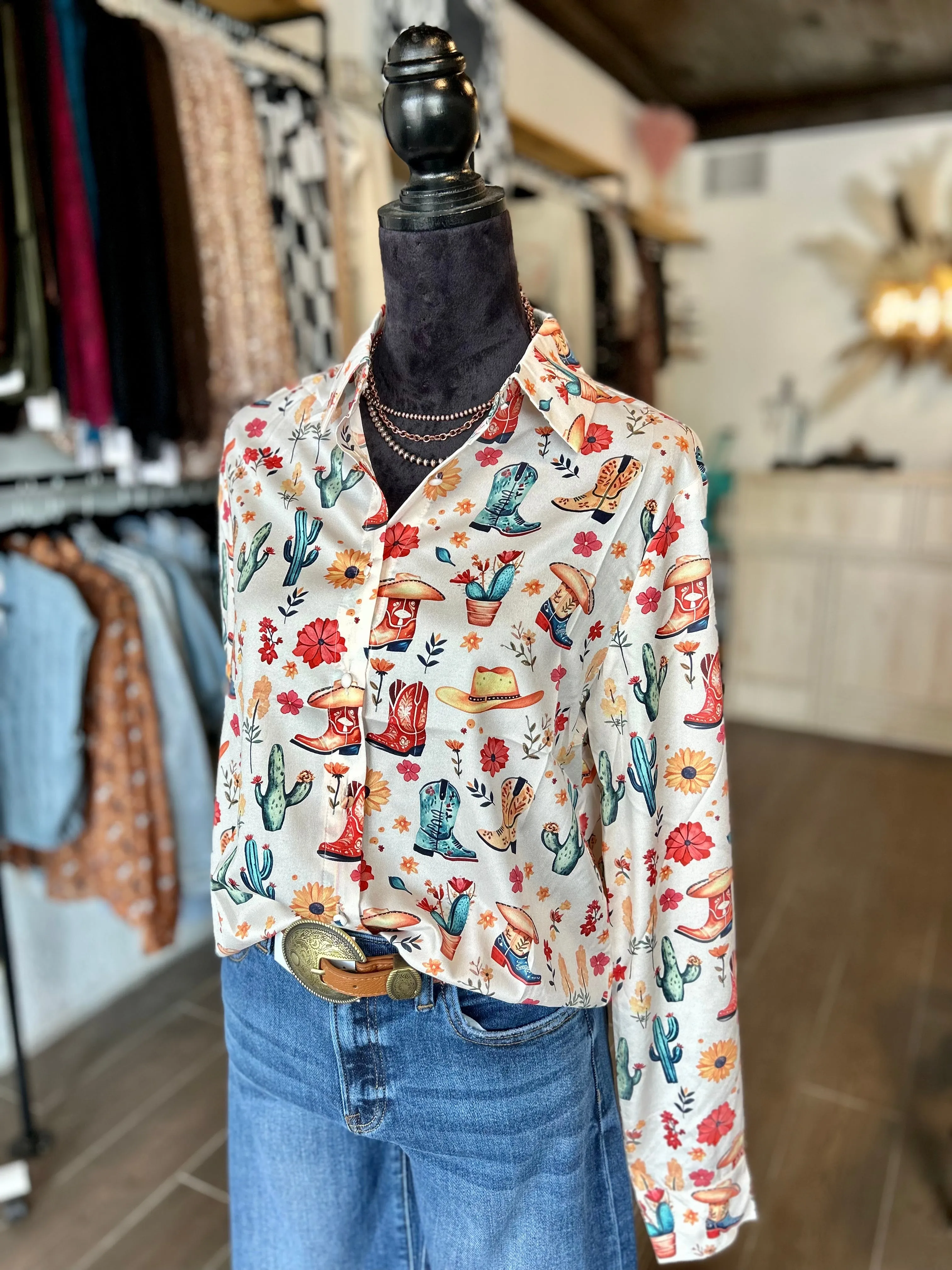 Boots & Blooms Top