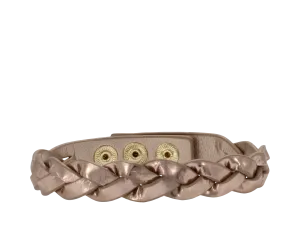 BRAIDED PINK LEATHER CUFF
