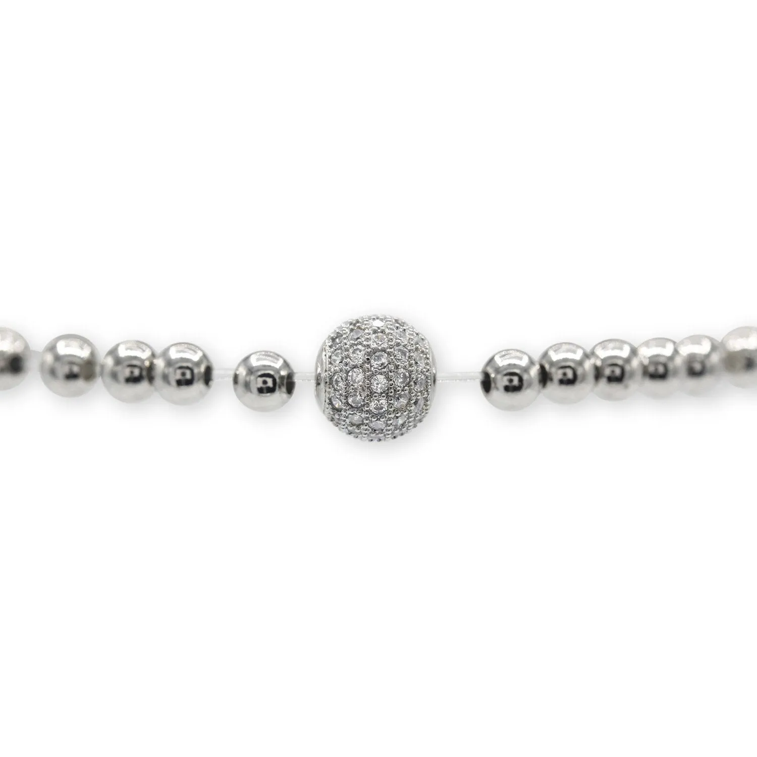 Brass Cubic Zirconia Ball Charm Bracelet Men Women