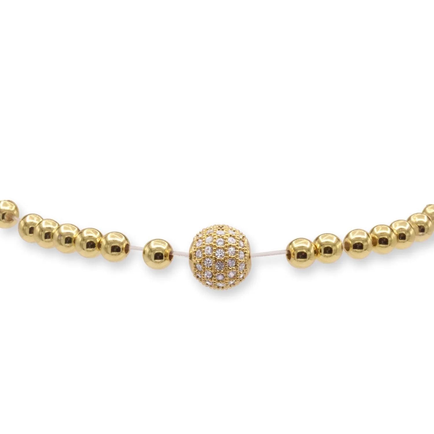 Brass Cubic Zirconia Ball Charm Bracelet Men Women