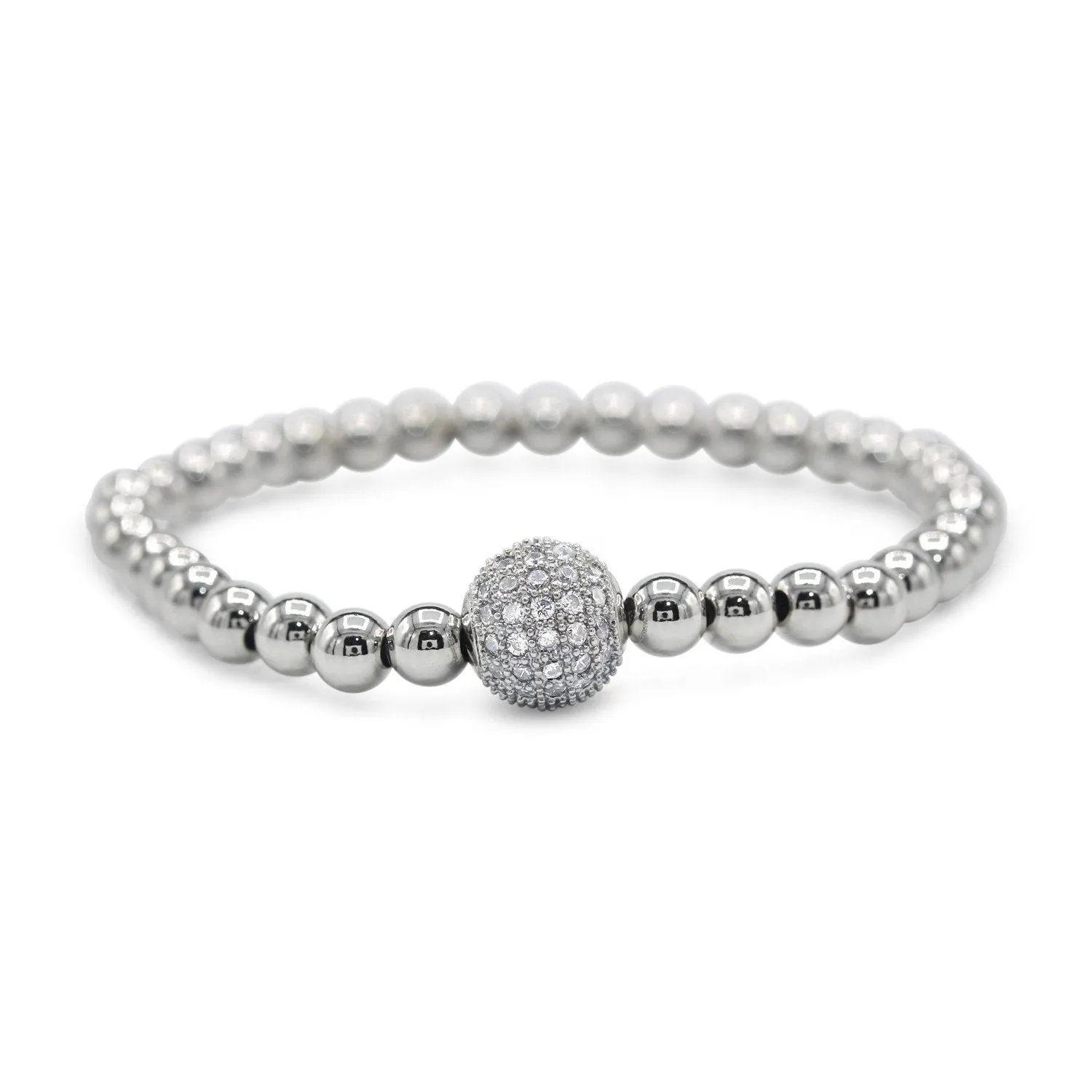 Brass Cubic Zirconia Ball Charm Bracelet Men Women