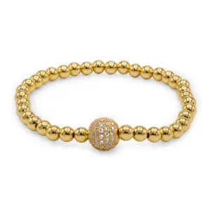 Brass Cubic Zirconia Ball Charm Bracelet Men Women