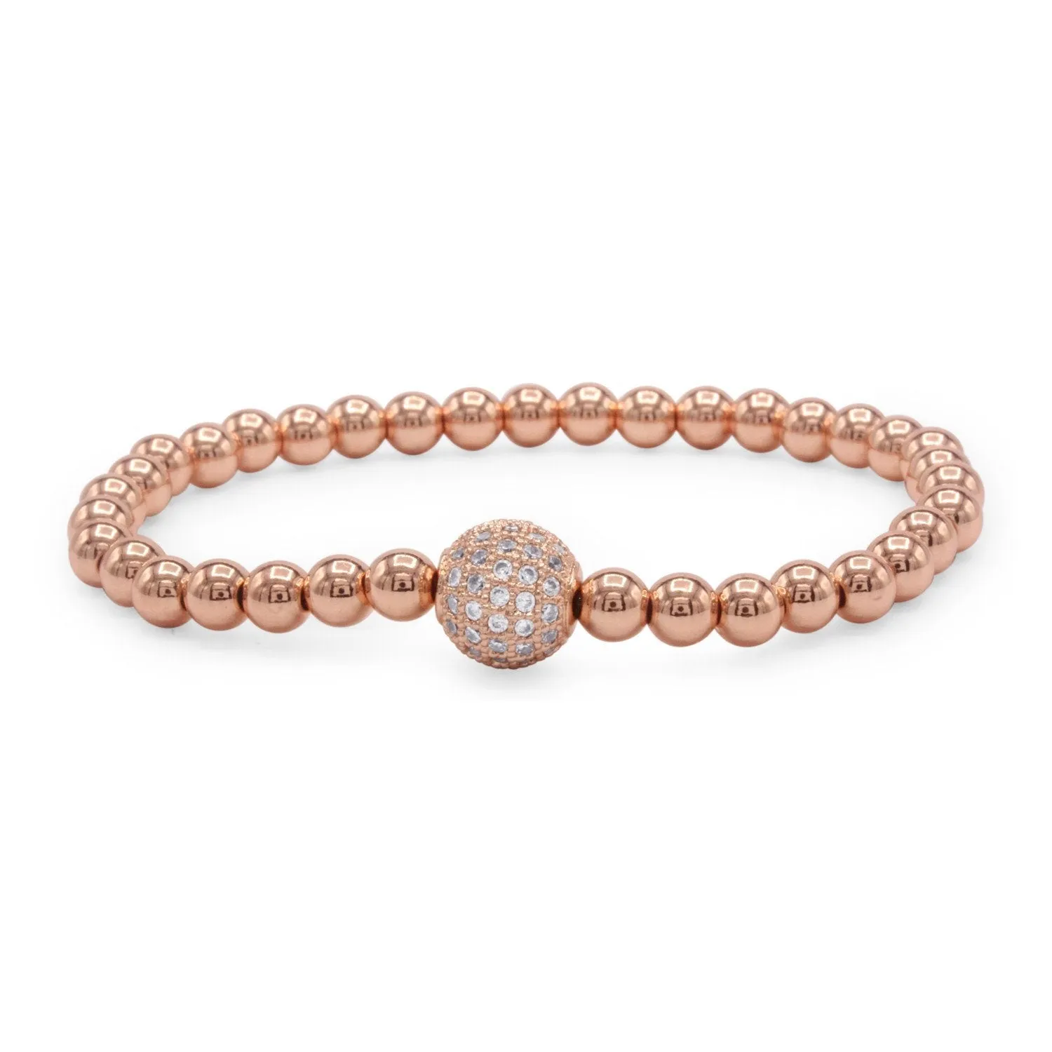Brass Cubic Zirconia Ball Charm Bracelet Men Women