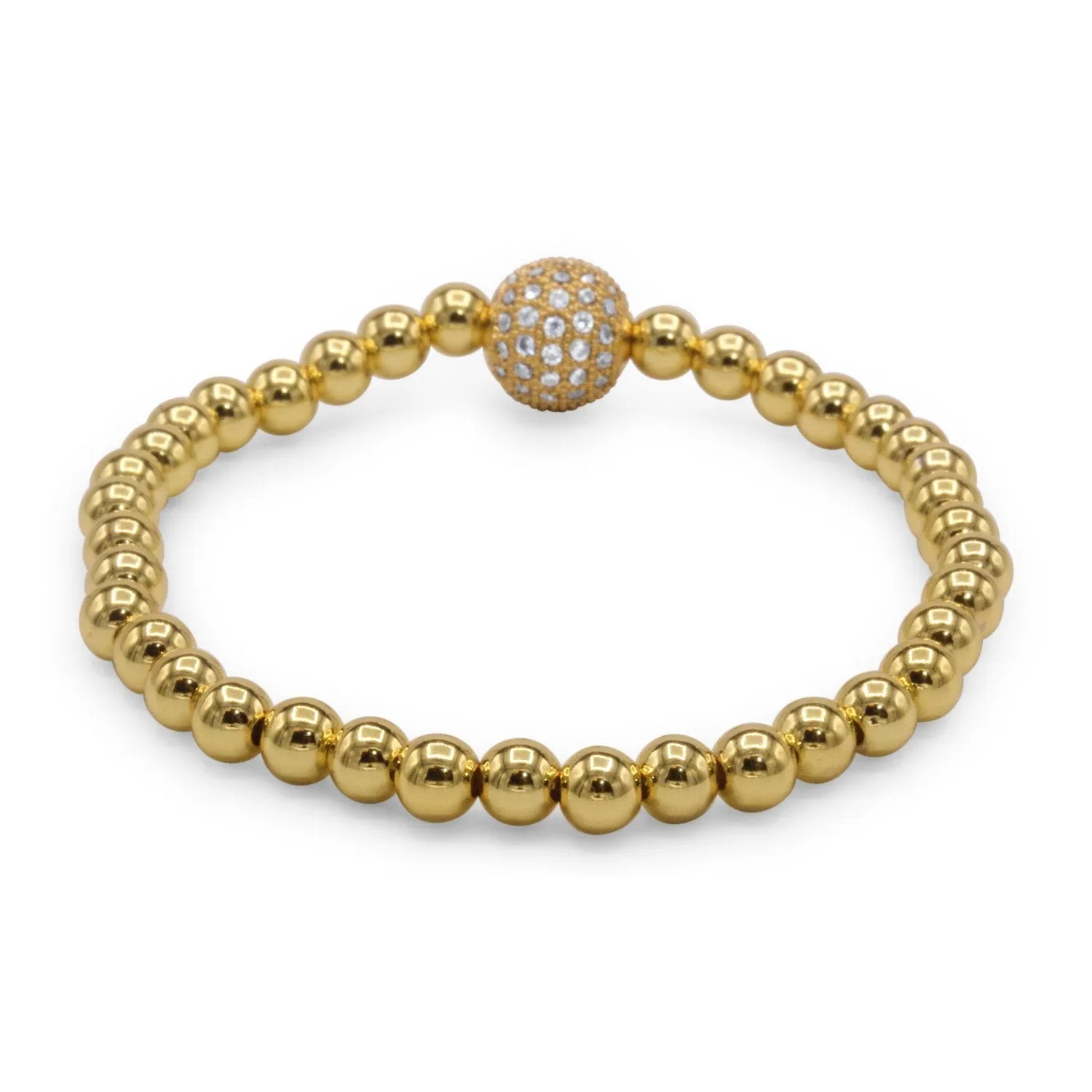 Brass Cubic Zirconia Ball Charm Bracelet Men Women