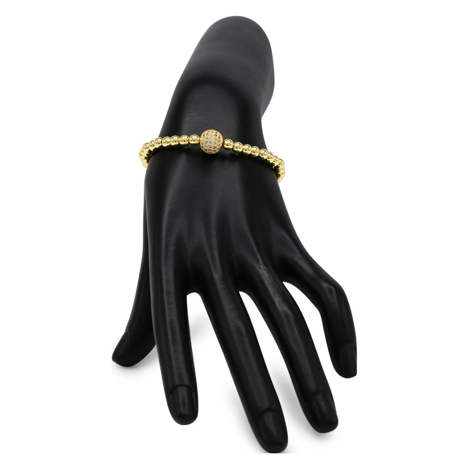 Brass Cubic Zirconia Ball Charm Bracelet Men Women
