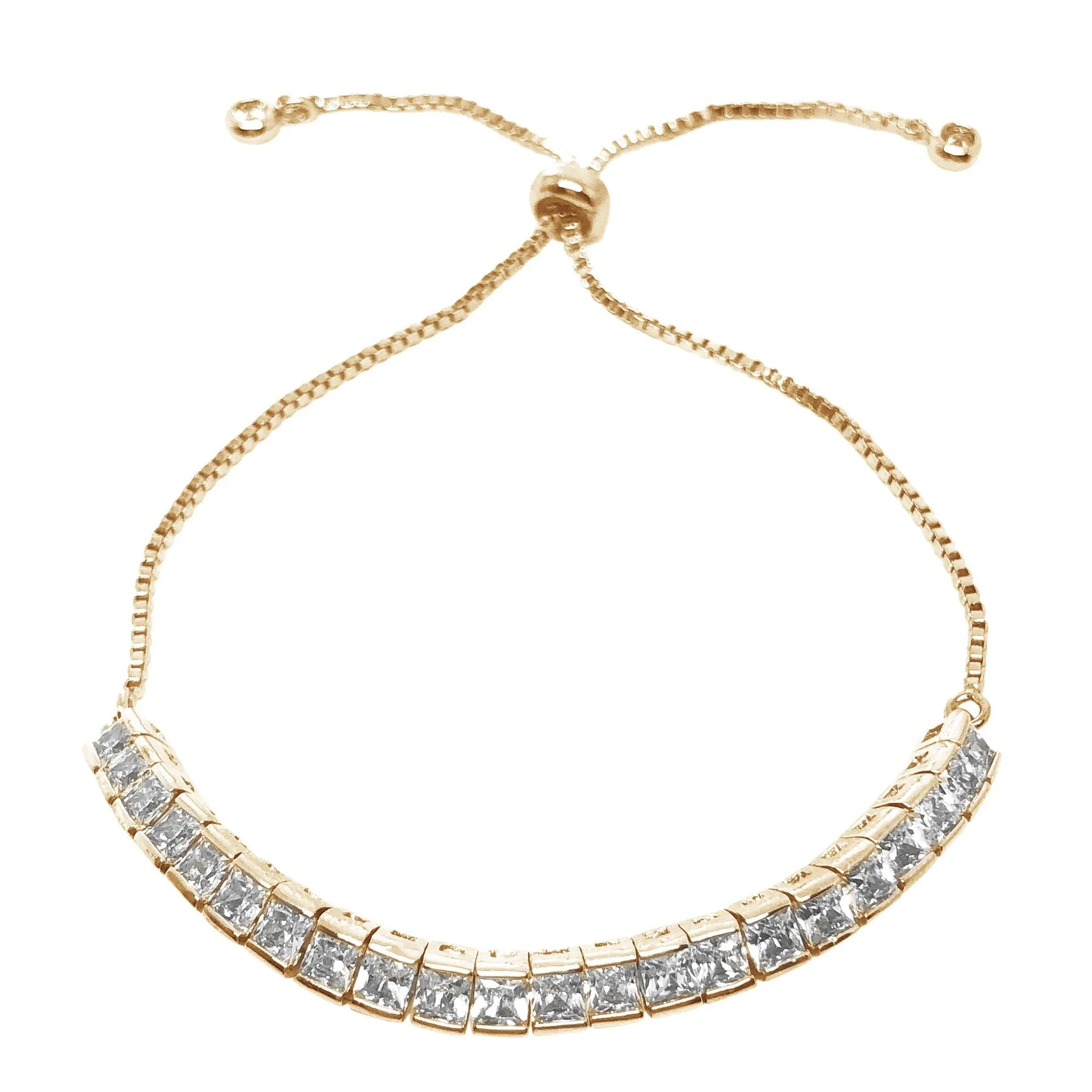 Bridal and wedding bracelet - Teli square crystal adjustable - Exclusive at Kezani