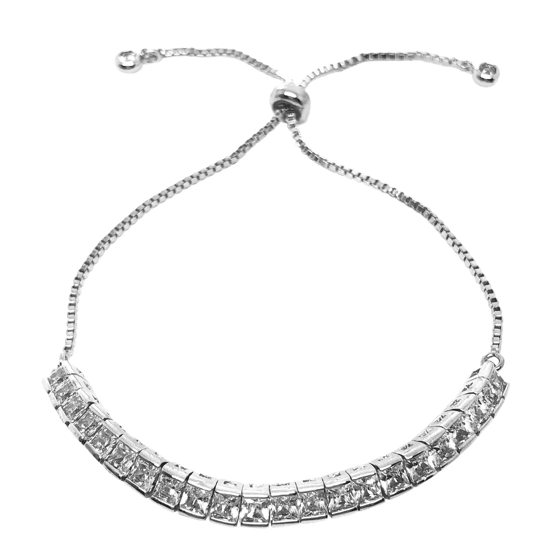Bridal and wedding bracelet - Teli square crystal adjustable - Exclusive at Kezani