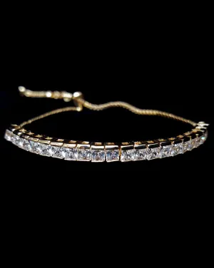 Bridal and wedding bracelet - Teli square crystal adjustable - Exclusive at Kezani