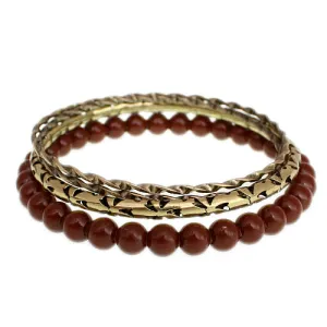 Brown Beaded Twist Stacked Bracelets