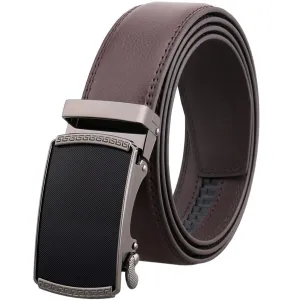 Brown Belt Brown Buckle Mens Adjustable Ratchet Slide Buckle Belt - Genuine Leather Automatic Belt