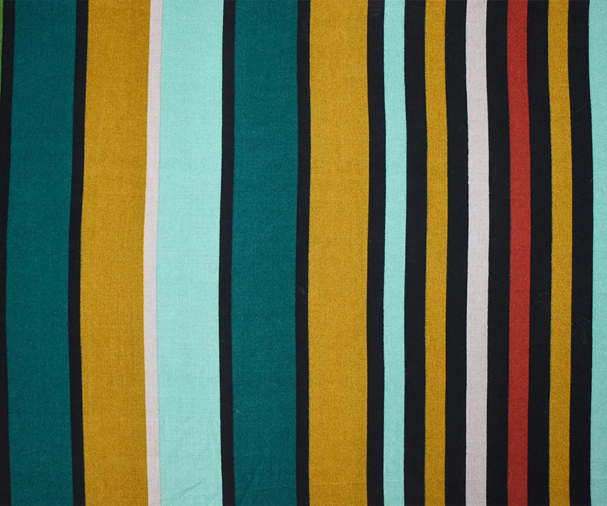Brown-Green-Multi Rayon Stripe Printed Challis Woven Fabric